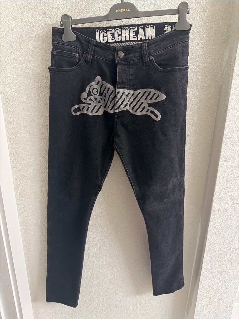 Icecream Black Slim Graphic Skinny Jeans for Men